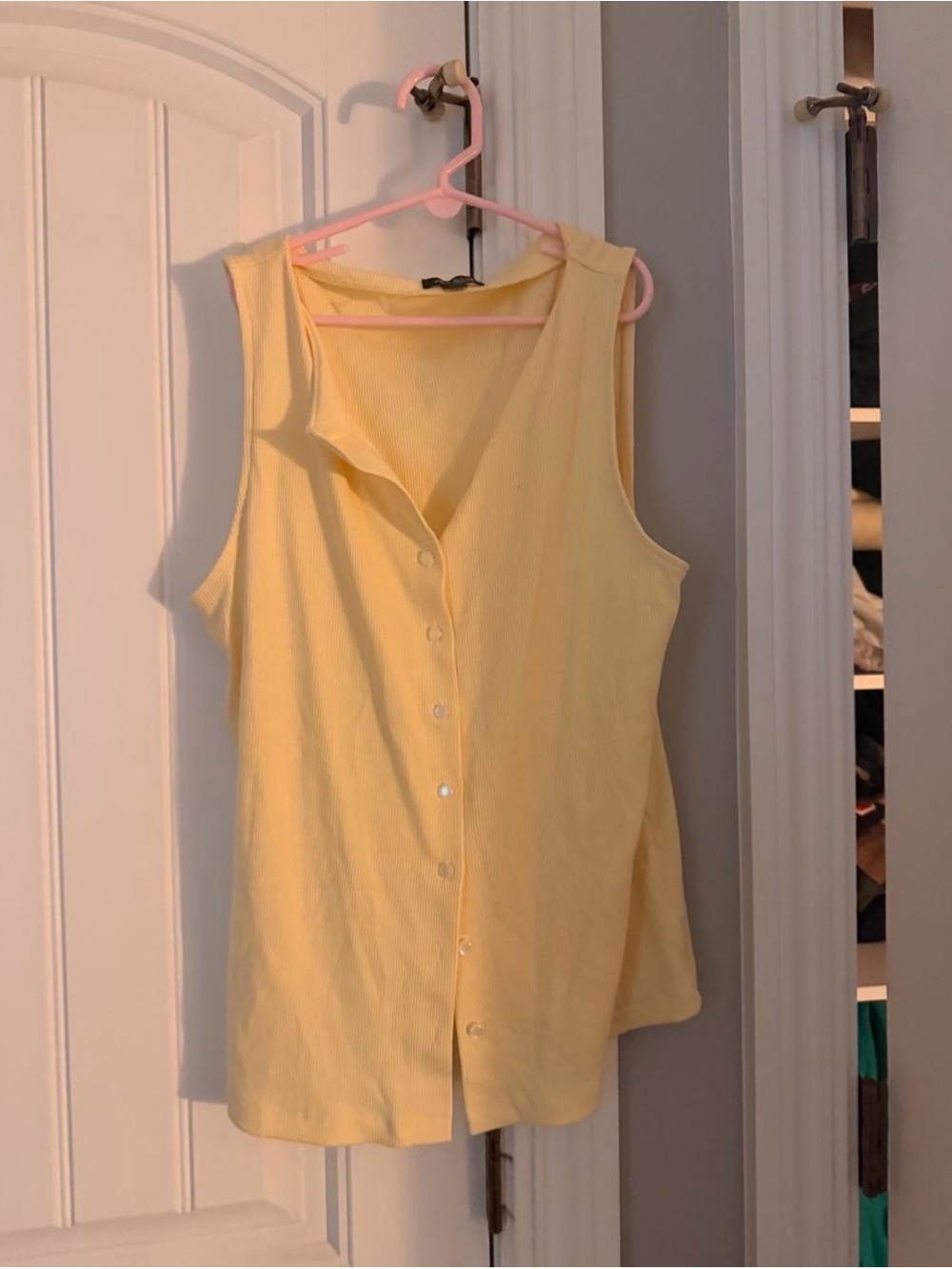 Target Yellow Sleeveless Button-Down Top